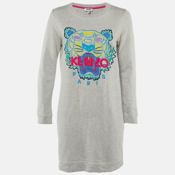 slim fit dress slacks Kenzo Kids - Printed Dress - Light Heather Gray - Girl